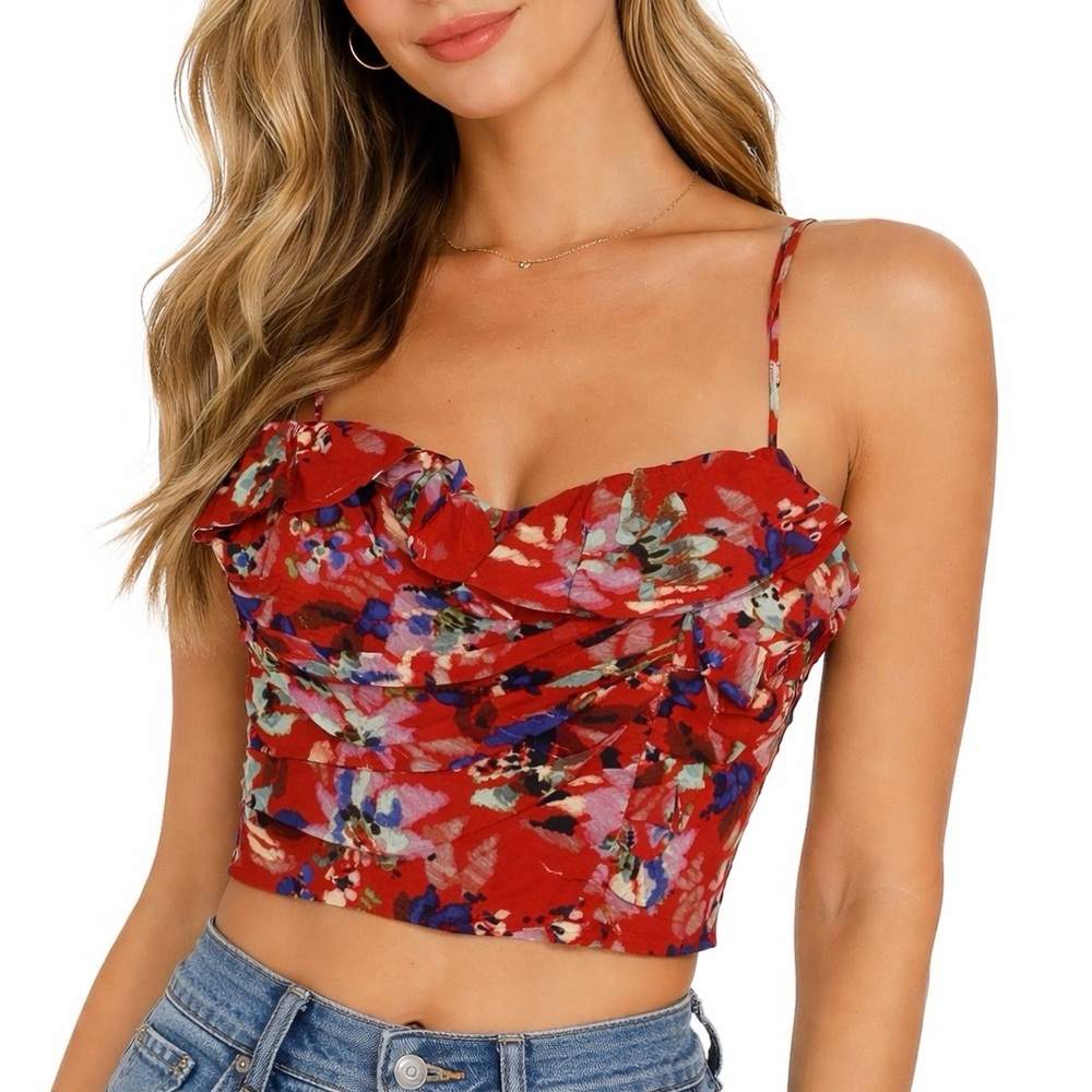 Zara Red Floral Camisole Top